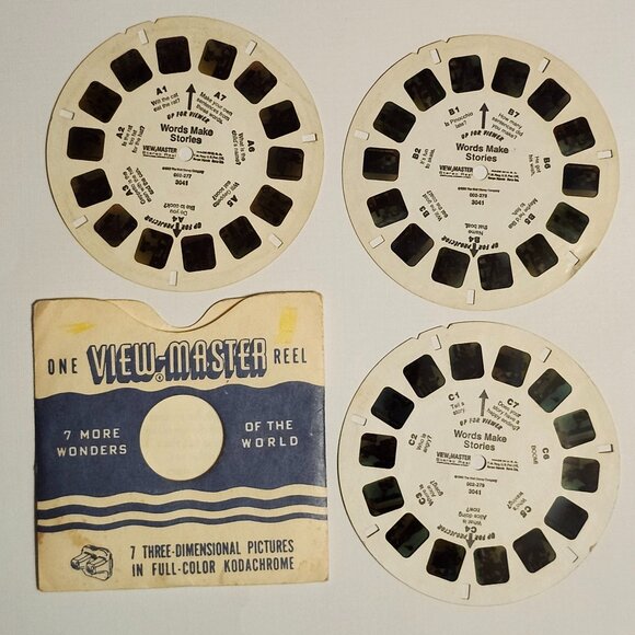 VINTAGE View Master Reels x 3 WORDS MAKE STORIES Pinocchio Walt Disney - Picture 1 of 6